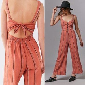 Peach Striped Urban Outfitters Jumpsuit, Open Back (Not Worn)